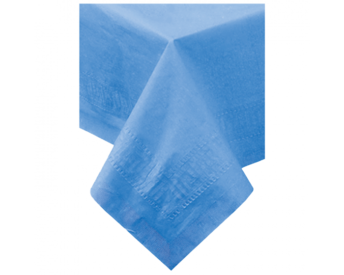 54&quot;x108&quot; CELLUTEX MARINA BLUE  TISSUE/POLY PAPER TABLE COVER 