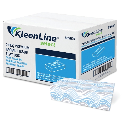 KLEENLINE 2PLY WHITE FACIAL TISSUE FLAT BOX 30bx/100sht